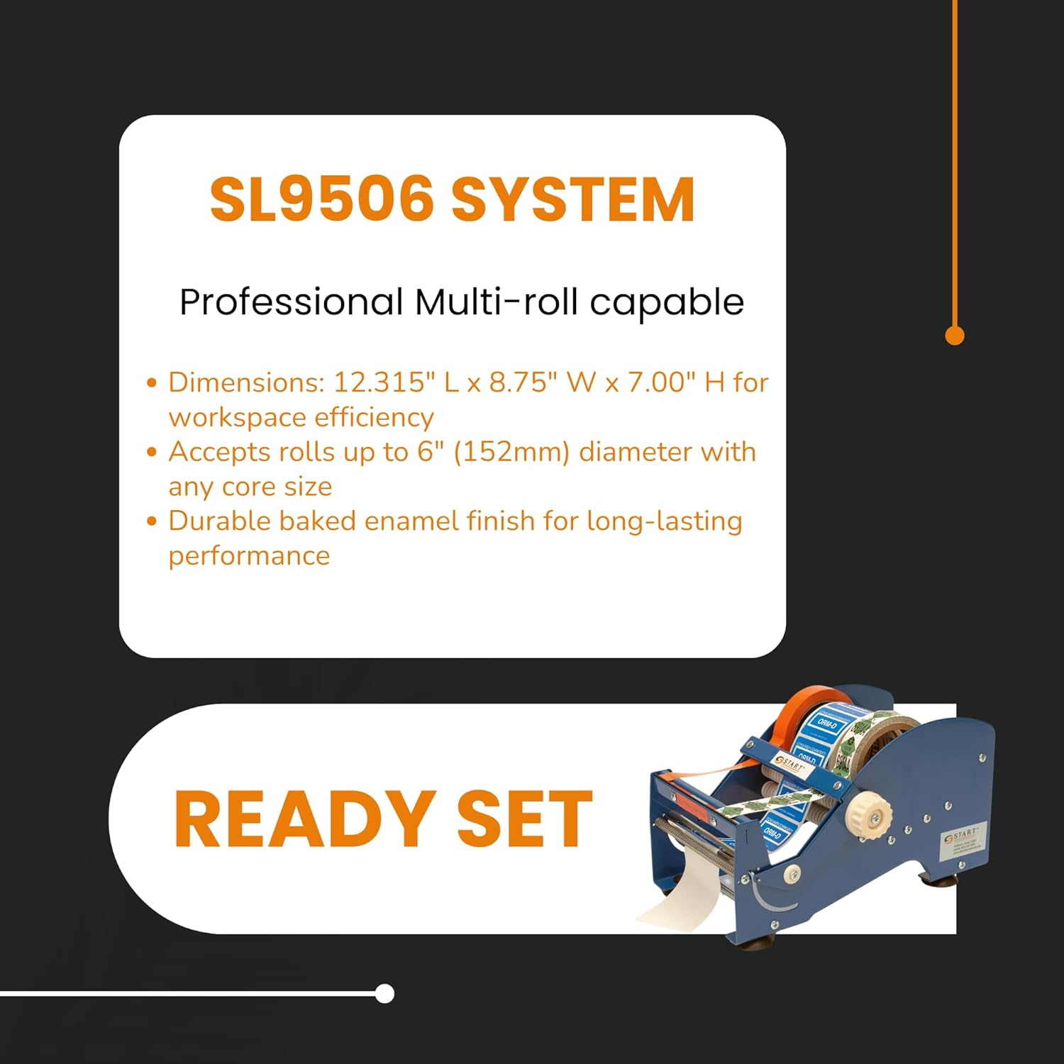Start International - SL9506 - Multi Roll Tape Dispenser - Heavy Duty Desk Tape Gun with Label Dispenser - Manual Tape Cutter with Adjustable Dividers - Office - 6 Inch Width