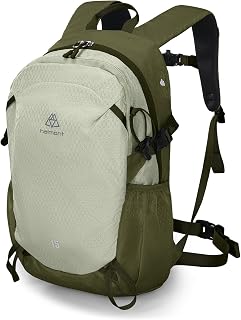 Haimont 15L Lightweight Hiking Daypack, Green | 1.19 lb Carry, Hydration Sleeve, Trekking Pole Loops, Breathable Back Panel, Whistle