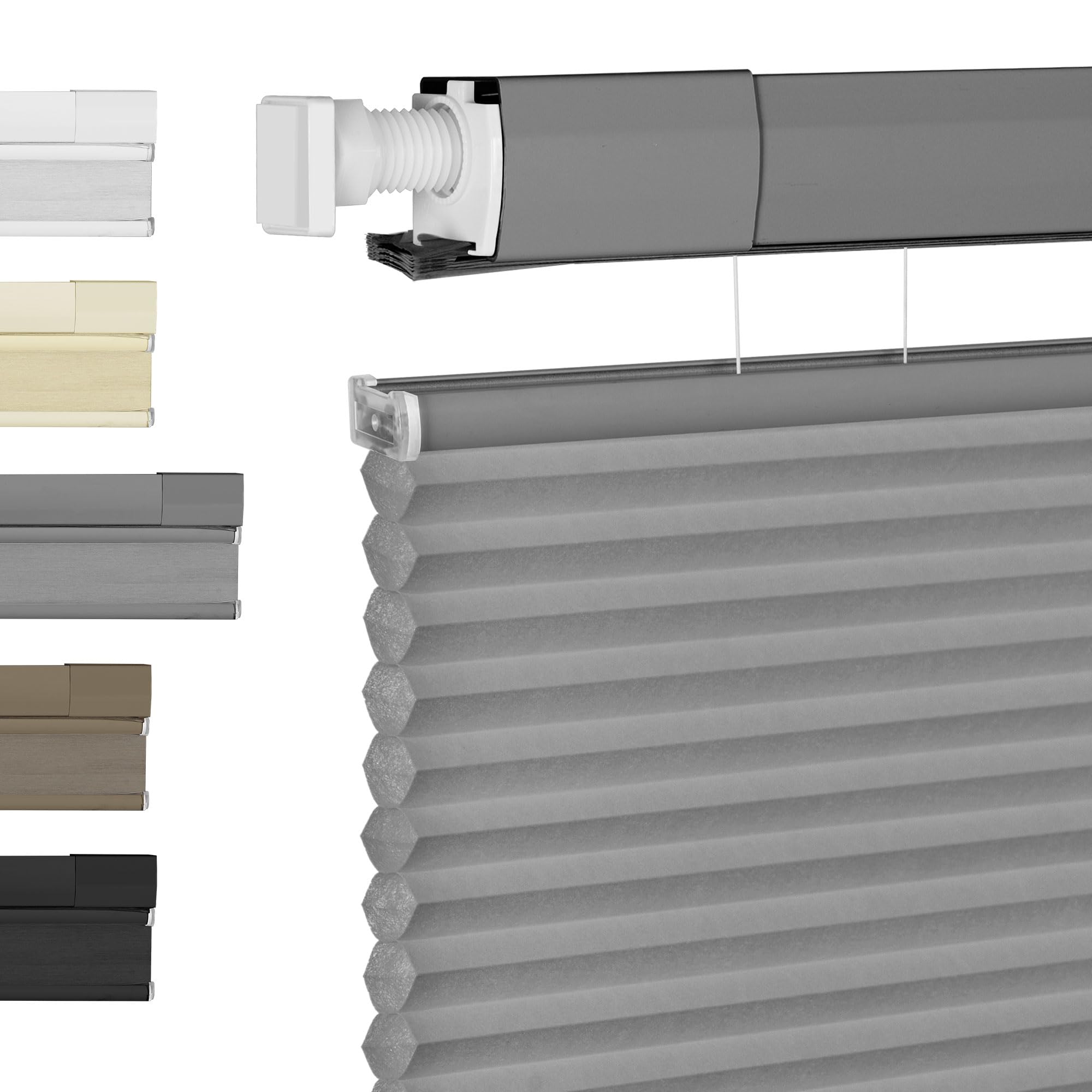 BERISSA Cordless Cellular Shades - Light Filtering, Easy Install, Custom Size (Light Gray)