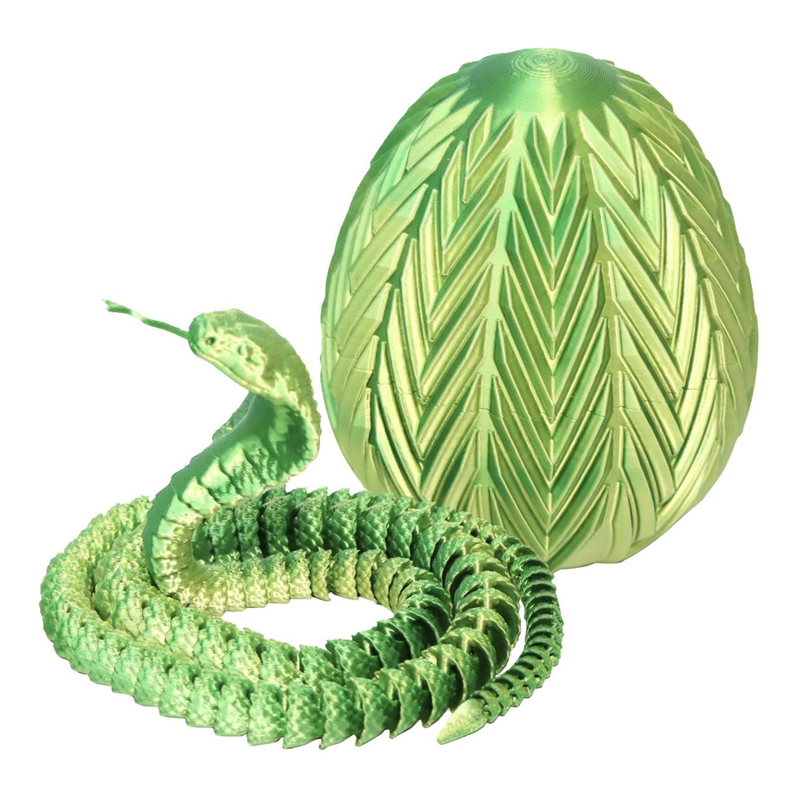 Œuf De Serpent Phosphorescent 3D - 2 Pièces Serpent Articulé + Coquille - Figurine Réaliste Pour Déco Halloween, Pâques - Cadeau Original