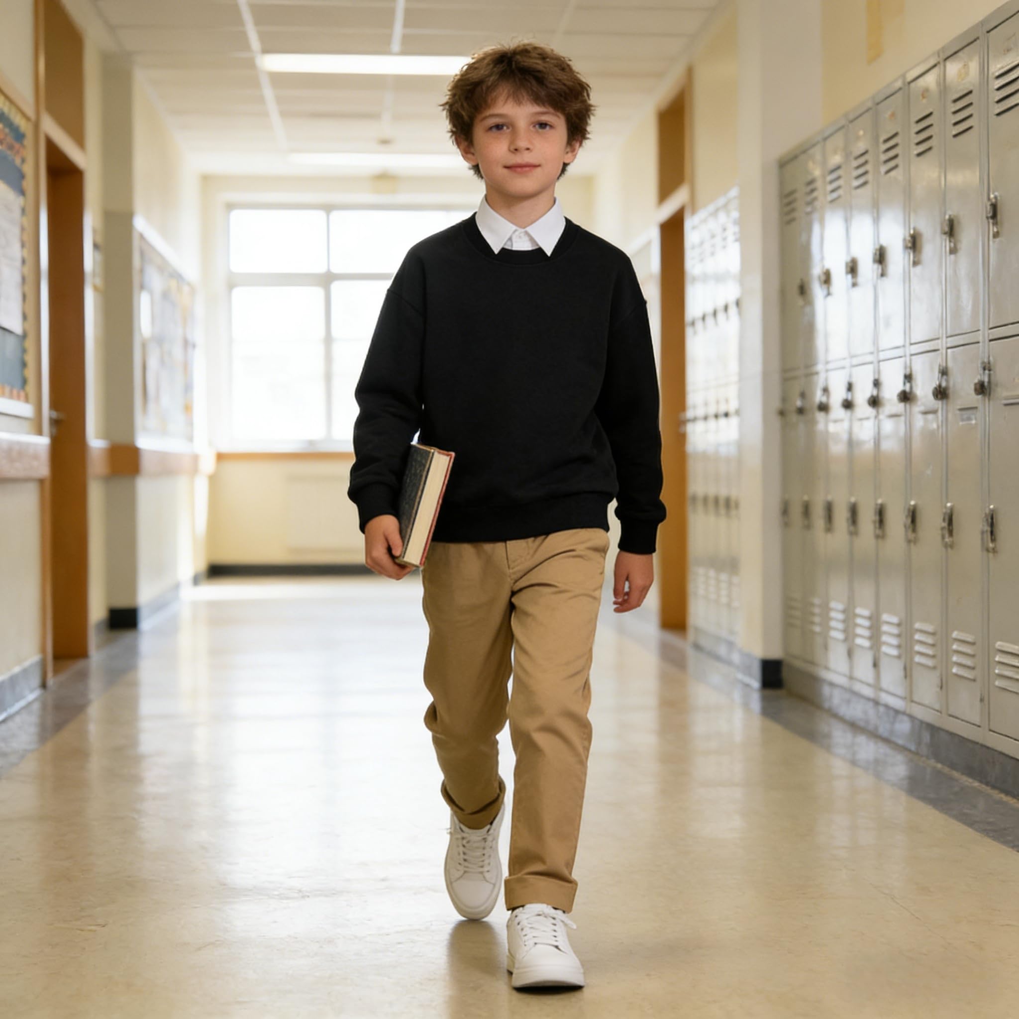 Rolanko Sudadera para Niños y Niñas Manga Larga Jersey con Cuello Redondo Pulóver de Uniforme Escolar