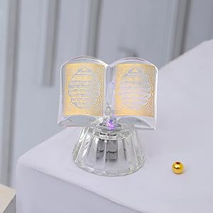 كتاب كريستال نسخة طبق الاصل من القرآن الاسلامي مع اضاءة LED من خواجة داربار - هدية قابلة للتجميع (DSGN2)