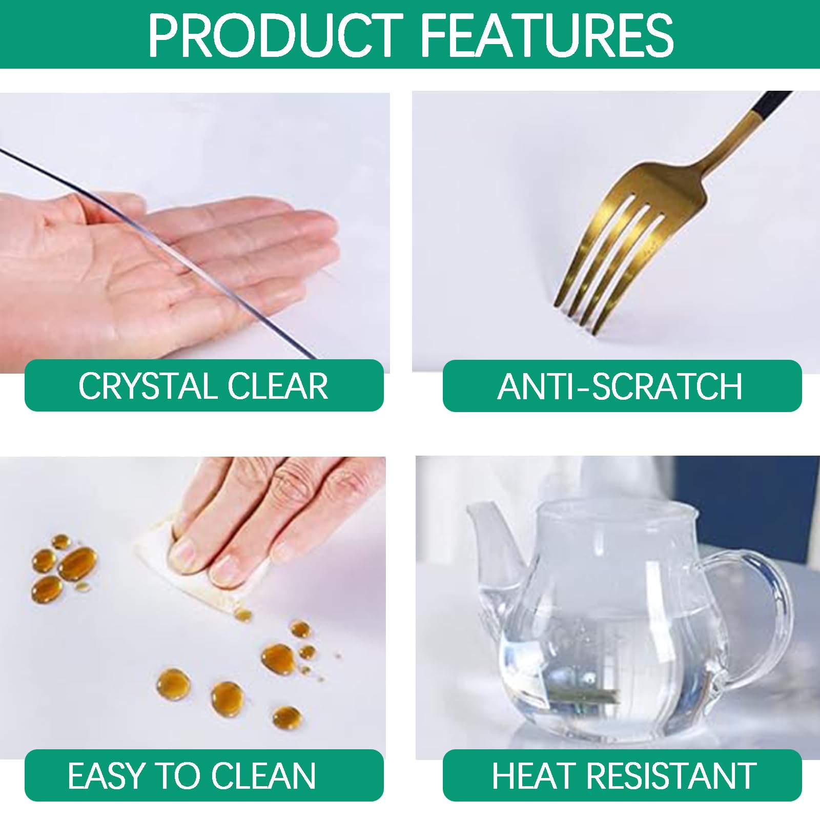 Funda protectora transparente impermeable de 2 mm para mesas de plástico, 90 x 220 cm, antideslizante, ideal para escritorios, cómodas, mesas de comedor y fácil de limpiar