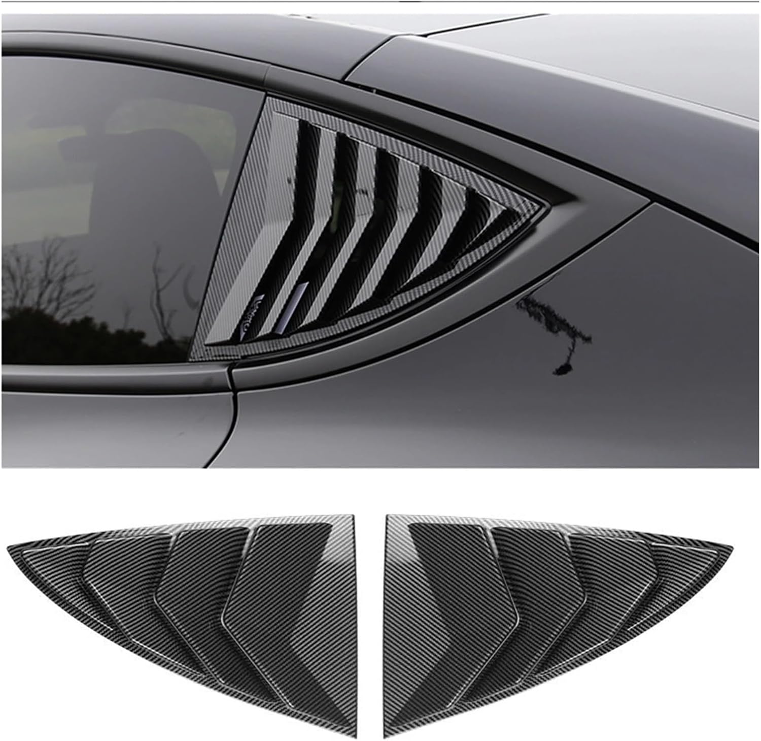 車のリアサイドウィンドウルーバーシャ​​ッタートリムカバー、Tesla Model Y 2020-2022に適合、カーボンファイバー