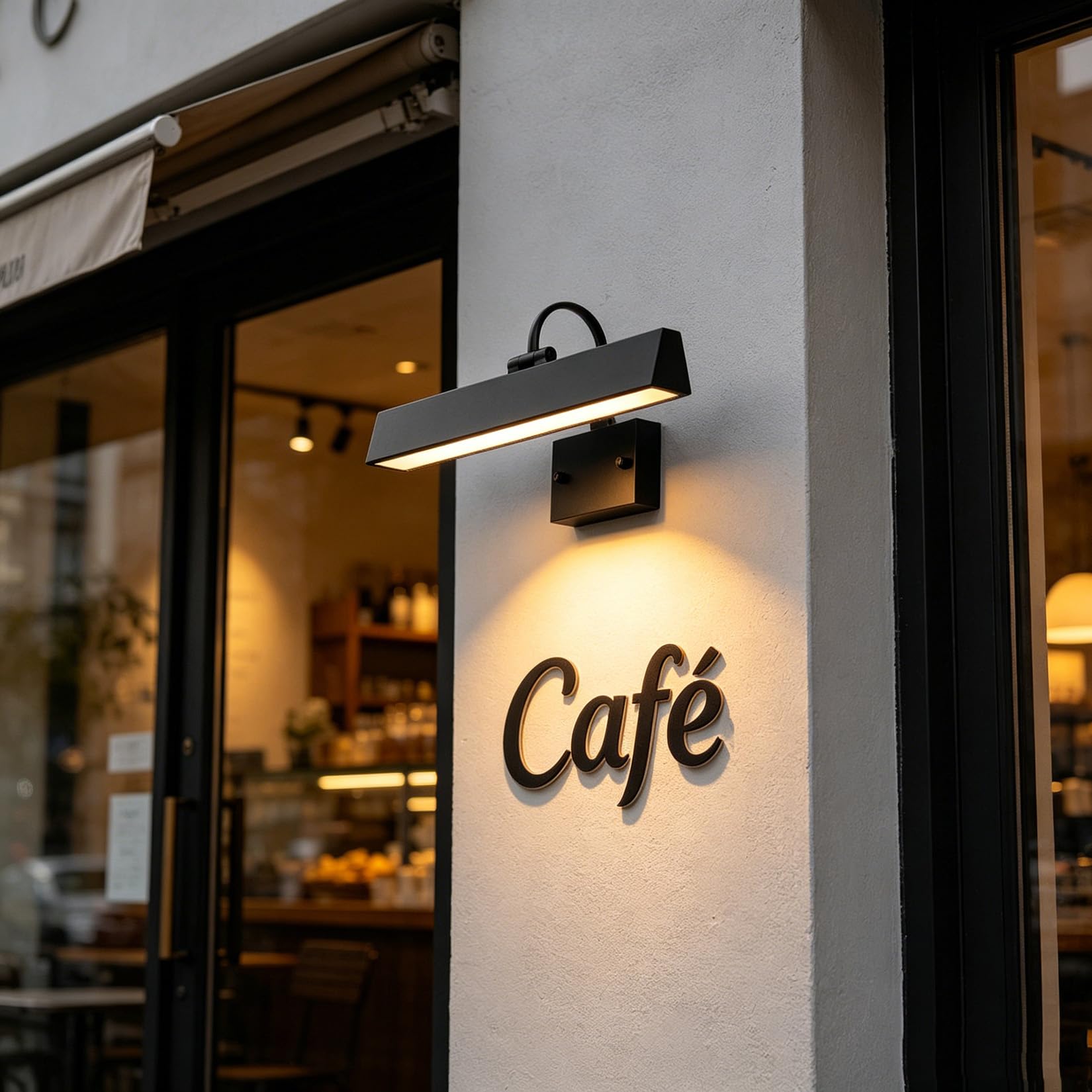 GDLight LED Außenwandleuchte, wasserdichte Beschilderungsleuchte, Badezimmer- / Schminkspiegellicht, Kunstgalerie-Bildbeleuchtung für Schaufensterbeschilderung, Café, Badezimmer,Schwarz,42cm