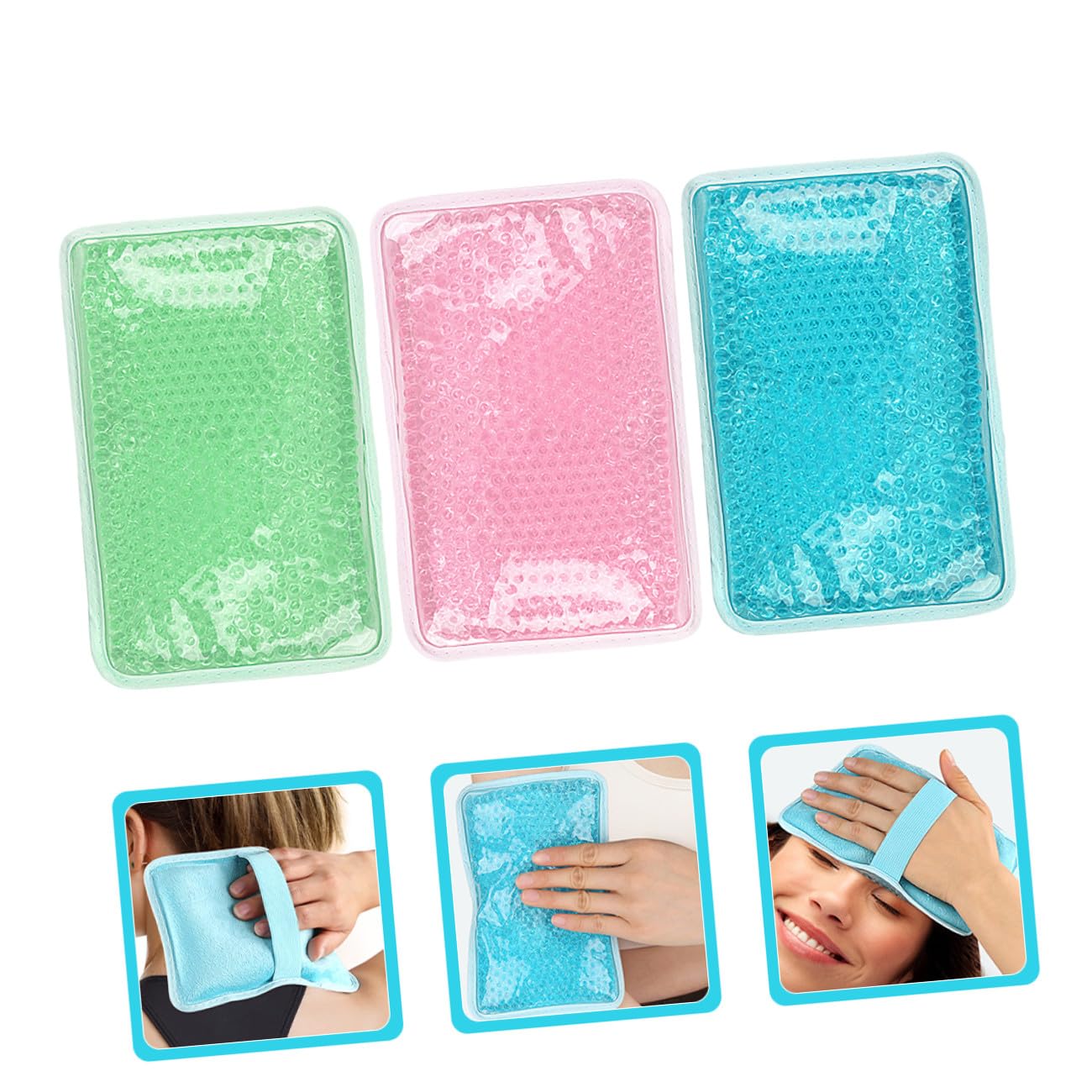 Set 3 Impacchi di Ghiaccio in Gel Riutilizzabili Cinturino Impacchi Freddi e Caldi per Terapia del Morbidi e Versatili per Schiena Collo Spalle e Gambe