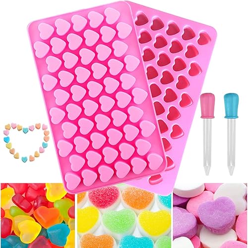 Mini moldes de silicona con 55 cavidades para hornear, molde de cubitos de hielo en forma de corazón, moldes de caramelo de chocolate de San