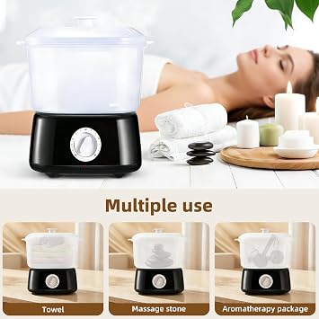 Towel Warmer Steamer, 3L Large Capacity Hot Towel Warmer with Towel Clip, Fast Heating Beauty Towel Steamer for Facials, Barber, Spa, Salon and Home Use (Black)