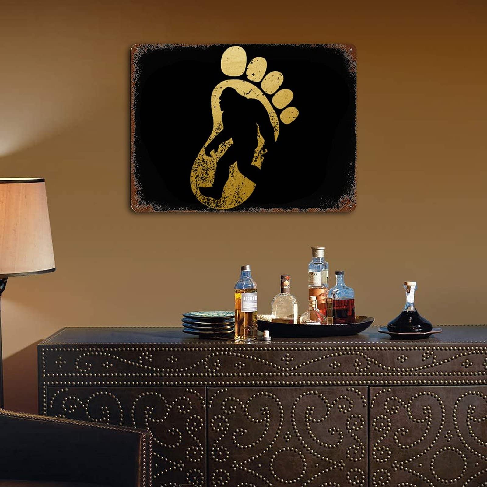 Bigfoot creatief tinnen bord, retro metalen tinnen bord, vintage muurdecoratie, retro kunst, tinnen bord, grappige decoraties, cadeau, grappig