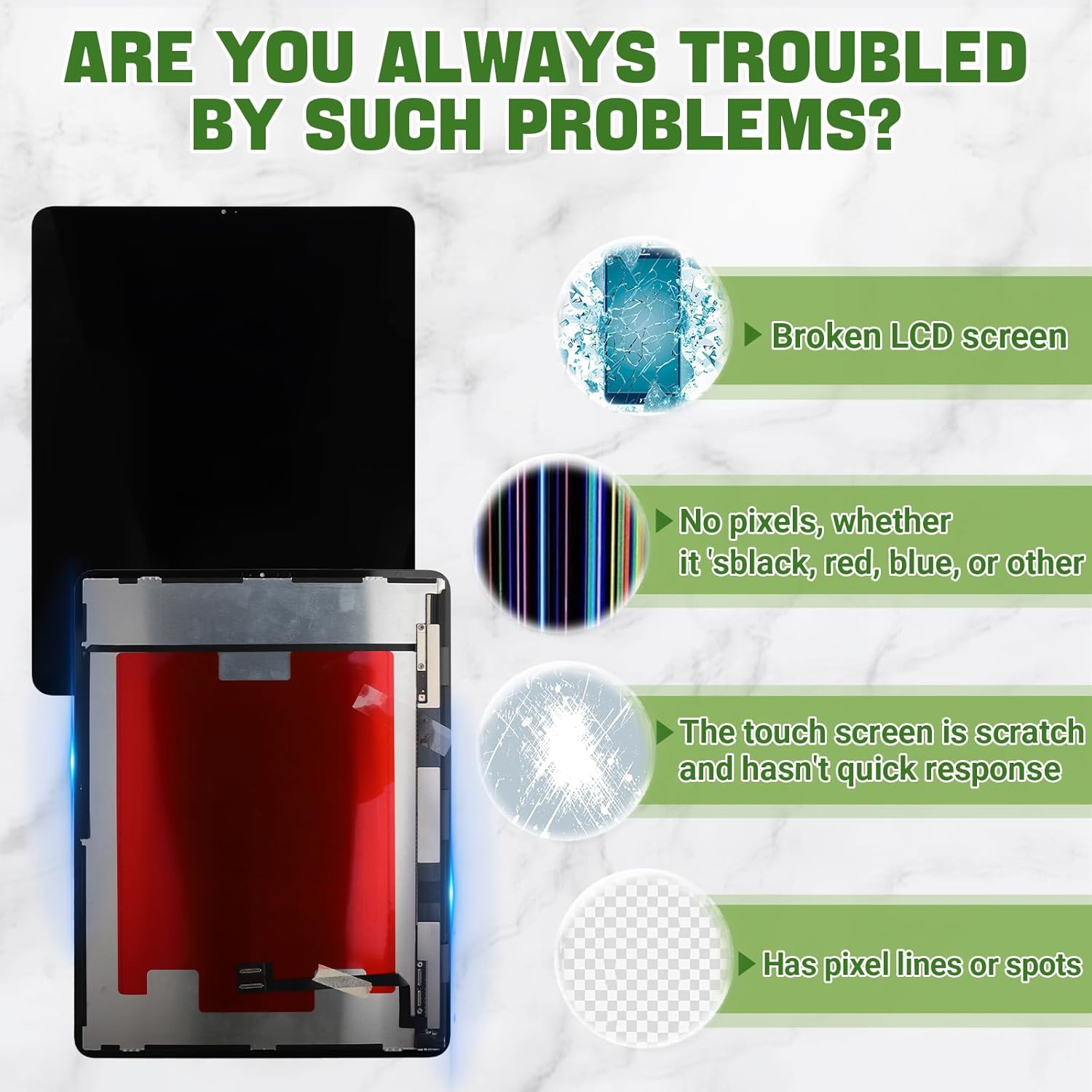 New LCD Display for iPad Pro 12.9 3rd Gen (A1876 A2014 A1983 A1895) /4th Gen (A2069 A2232 A2233 A2229) Touch Screen Digitizer Assembly Replacement with Upgraded Repair Tools Kit-Black