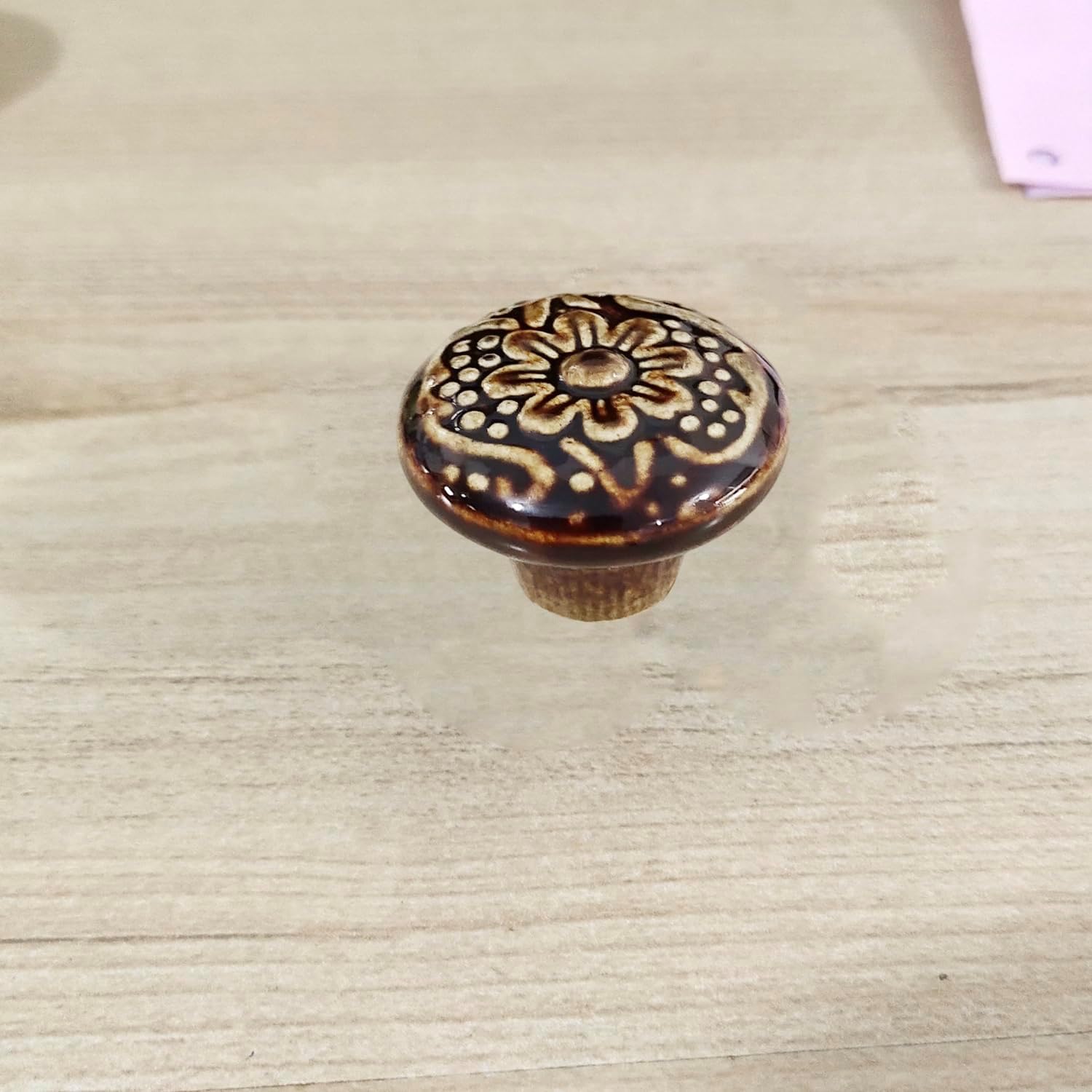 HUAMULAN Cabinet Knobs Glossy Ceramic Dresser Mushroom Table Drawer Cupboard Pull Furniture DIY Wardrobe Solid Color Vintage Handle,with 3 Size Mounting Screws