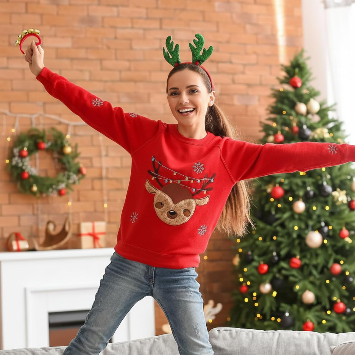 Syhood 100 Pcs Christmas Hand Bell Jingle Bells Bulk Noise Makers Musical Instruments Handheld Christmas Bells Xmas Jingle Bell Noisemaker for Birthday Gifts Xmas Party Favors, 4 Colors