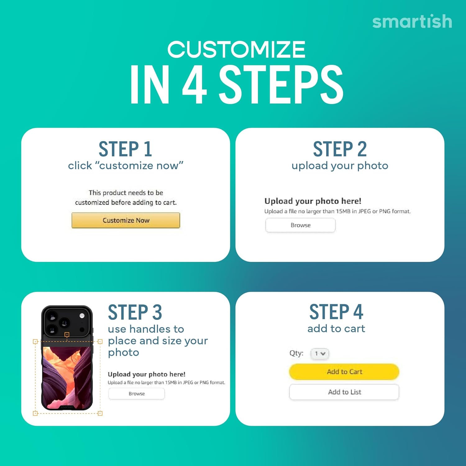 Smartish Custom iPhone 17 Pro Case - Gripmunk Slim Cover [Personalized Photo Case] - Upload Your Own Picture - Lightweight & Protective