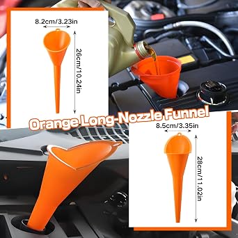 10Pcs Automotive Funnels Set,Funnel for Car,Right Angle Flexible Plastic Funnel Set with Filter and Detachable Hose,Wide Mouth Fuel Funnels and Long Mouth Funnels for Water/Gasoline/Coolant/Engine Oil