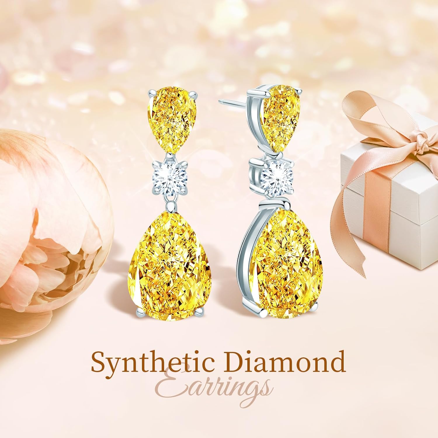 AINUOSHI Large Dangle Earrings for Women, Lab Simulated Diamond, Cushion/Oval/Heart/Cut Drop Dangle, 925 Sterling Silver, Hypoallergenic, Birthday Christmas Gift for her, Jewelry Box Packed