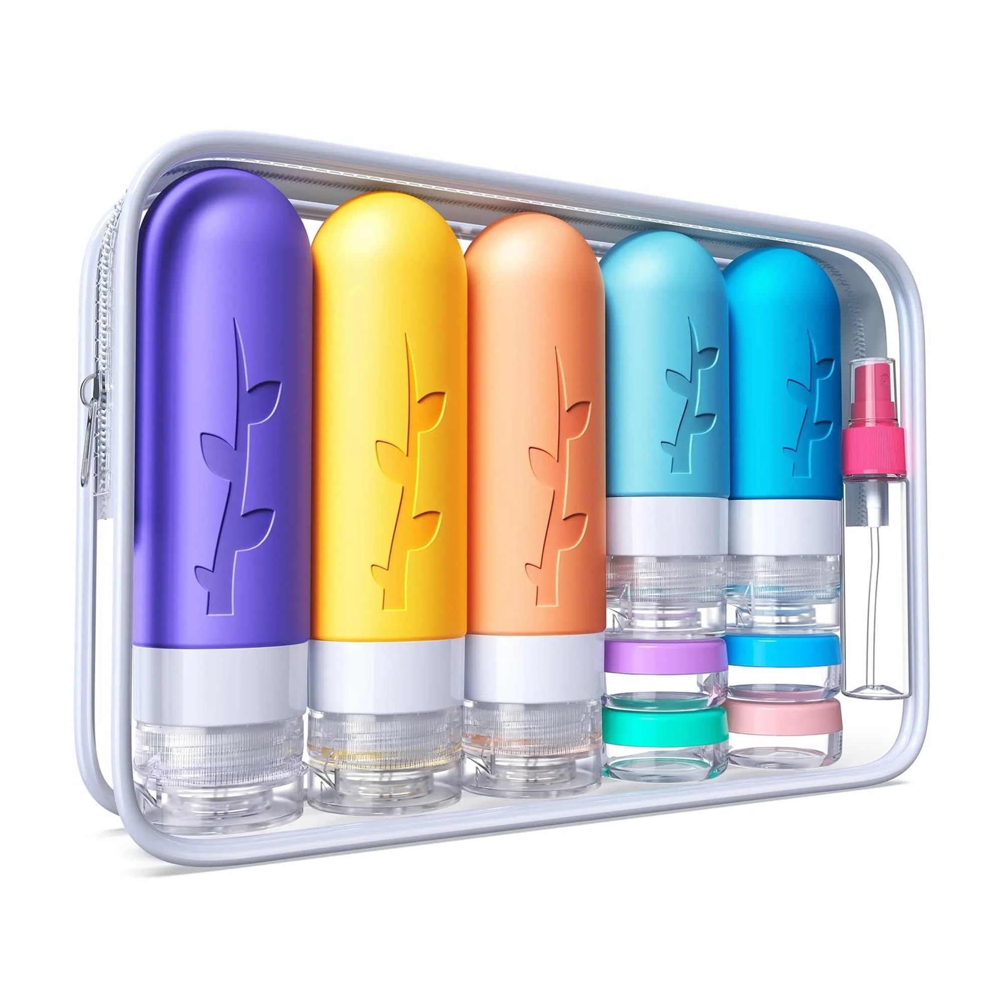 XIEHYA 19 Leak - Proof, Refillable Silicone Travel Bottles. Toiletries Like Shampoo, Conditioner, Lotion For Toiletries