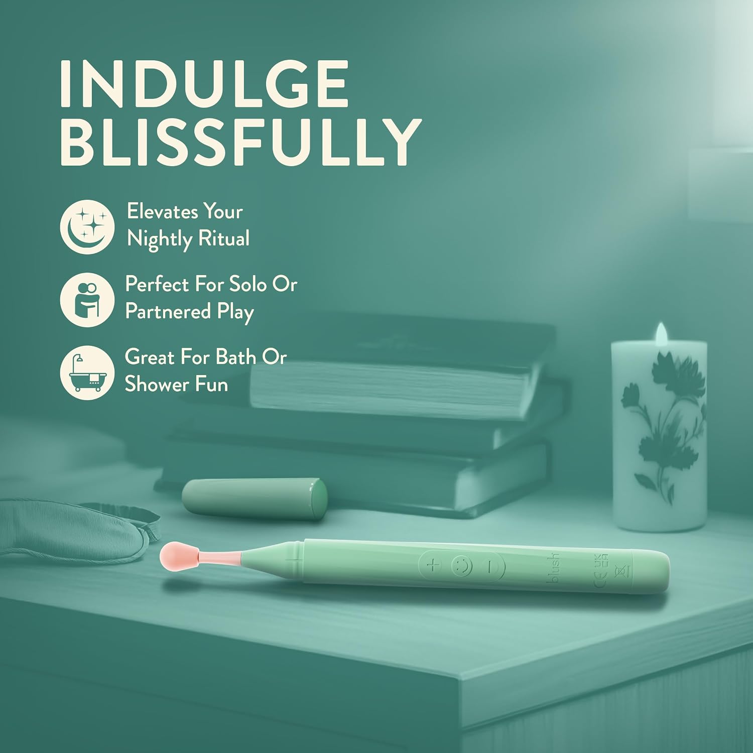 Blush Collection 7.8" Oscillating Wand Vibrator - Women Couples Precision Tip Clit & Nipple Rhythmic Stimulator - 3 Unique Attachments w/ 10 Modes, IPX7 - Pleasure Massage Adult Sex Toy (Green)