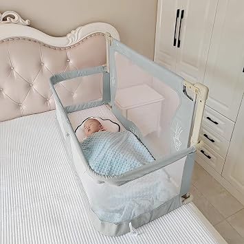 3 In 1 Baby Cot,bassinet,foldable Bed,next To Me Crib,Cosleeper In Bed,next To Me Cot,beside Me Crib,breathable And Visible Mesh Window,soft Washable Liner Cover And Sturdy Aluminum Alloy  Color Li
