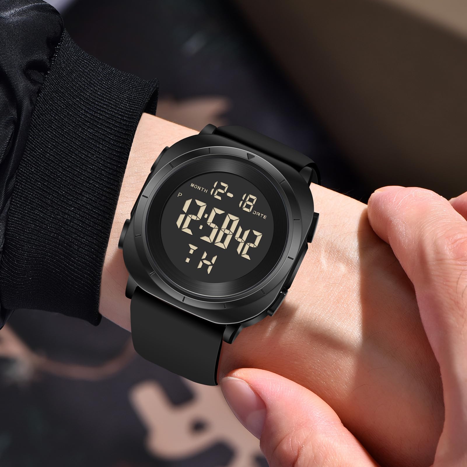 Mens Gold Digital Waterproof Running Wrist Watch for Men Military Sports Tactical Dive Cheap Men's Wrist Watches Digital Black and Silver