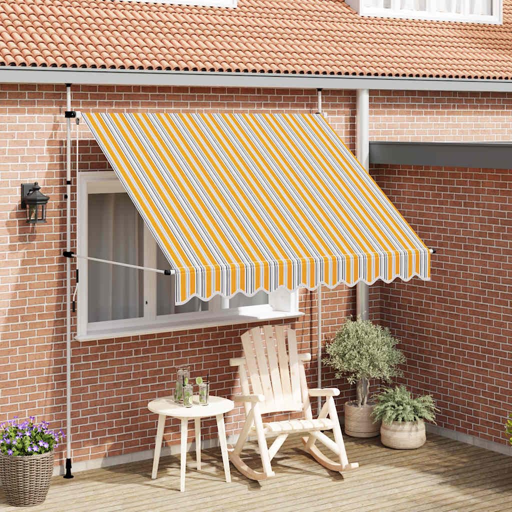 vidaXL Einziehbare Markise Handbetrieben 250 cm Gelb/Blau Gestreift