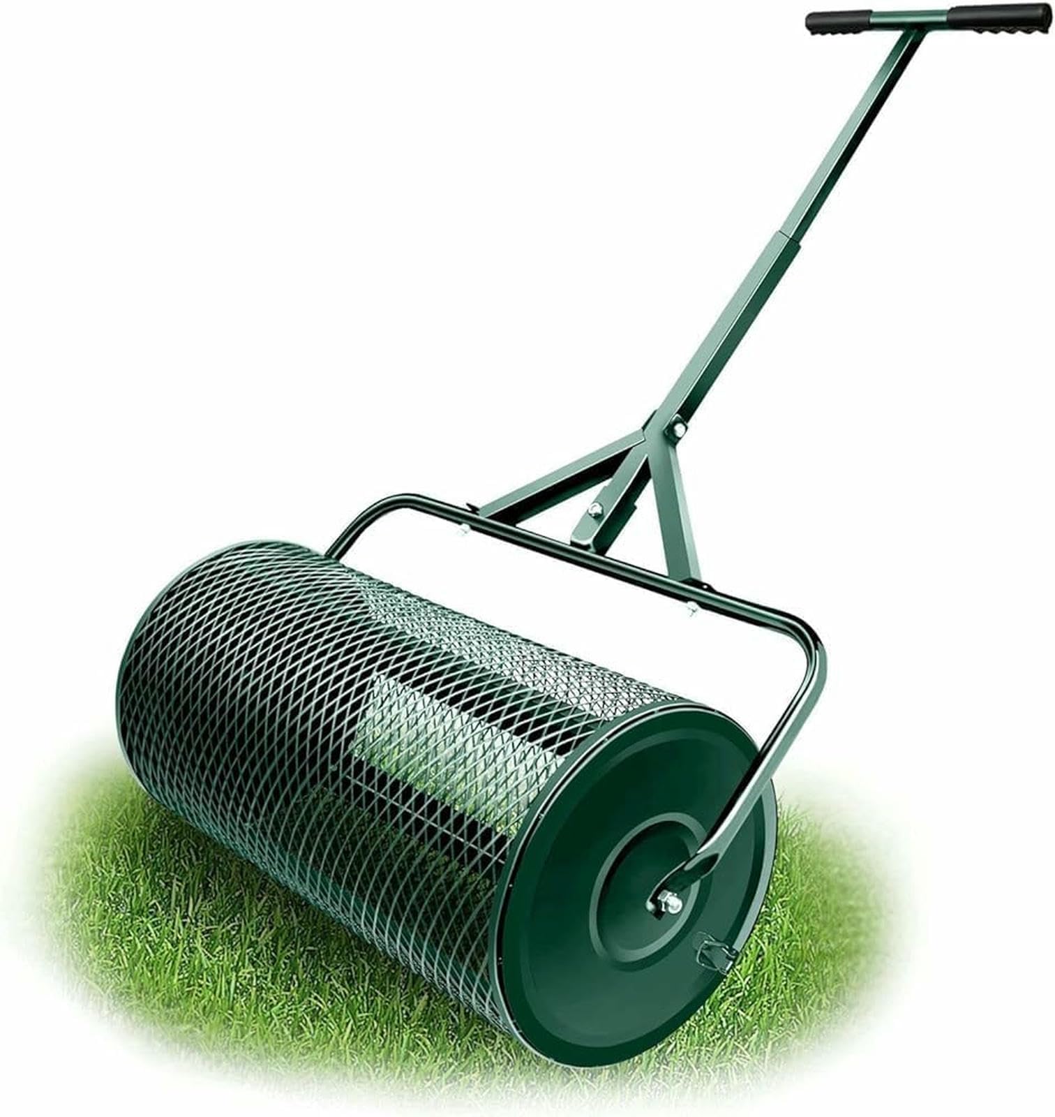 Distribuidor de Compost, Distribuidor de turba Duradero, Rodillo esparcidor de estiércol Ligero con Mango en Forma de T, Distribuidor de Tierra Vegetal para césped y jardín