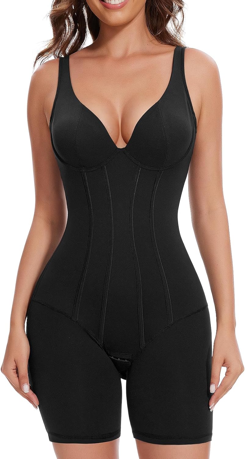 Size L Slimers Women V-Neck Corset Bodysuits - Tummy Control Sculpting Body Suits : Hip Lifter Shapewear Outfits Club Tops