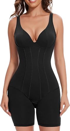 Slimers Women V-Neck Corset Bodysuits - Tummy Control Sculpting Body Suits Hip Lifter Shapewear Outfits Club Tops