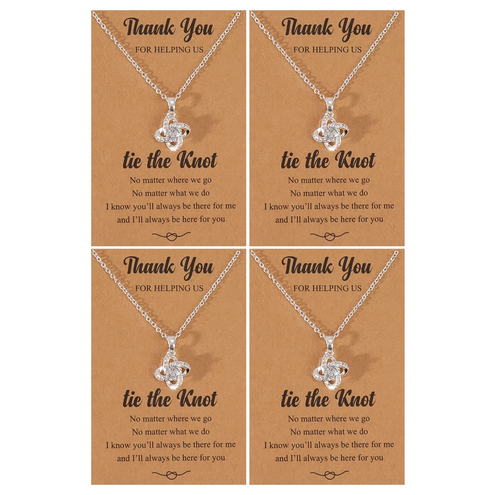 choice of all 2/3/4/6/8Pcs Bridesmaid Gifts Bridesmaid Necklace for Women Tie The Knot Necklace Wedding Gifts Bridesmaids Proposal Gift
