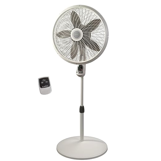 Lasko Cyclone Pedestal Fan, Adjustable Height, Remote Control, Timer, 3 Speeds, for Bedroom, Kitchen, Office and Living Room, 18", White, 1885, Large