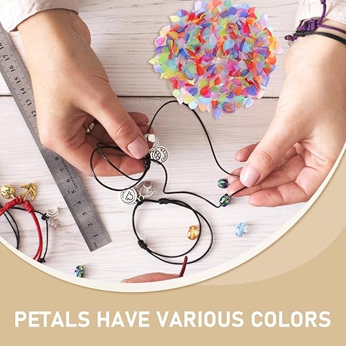 Miniatura 5 de 560 cuentas de hojas de pétalos acrílicos esmerilados de colores surtidos con agujero para aretes, collares, joyería, manualidades, bricolaje (color