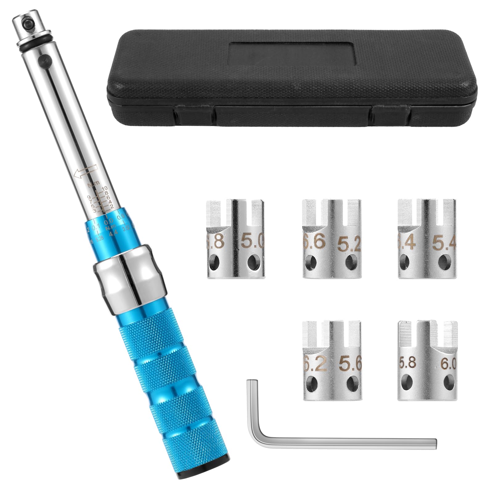 JETHMA Spoke Torque Wrench Set with 5 Interchangeable Sockets, 2-10NM Torque Wrench Set for Motorcycle and Dirt Bike Spoke, ±3% Accuracy
