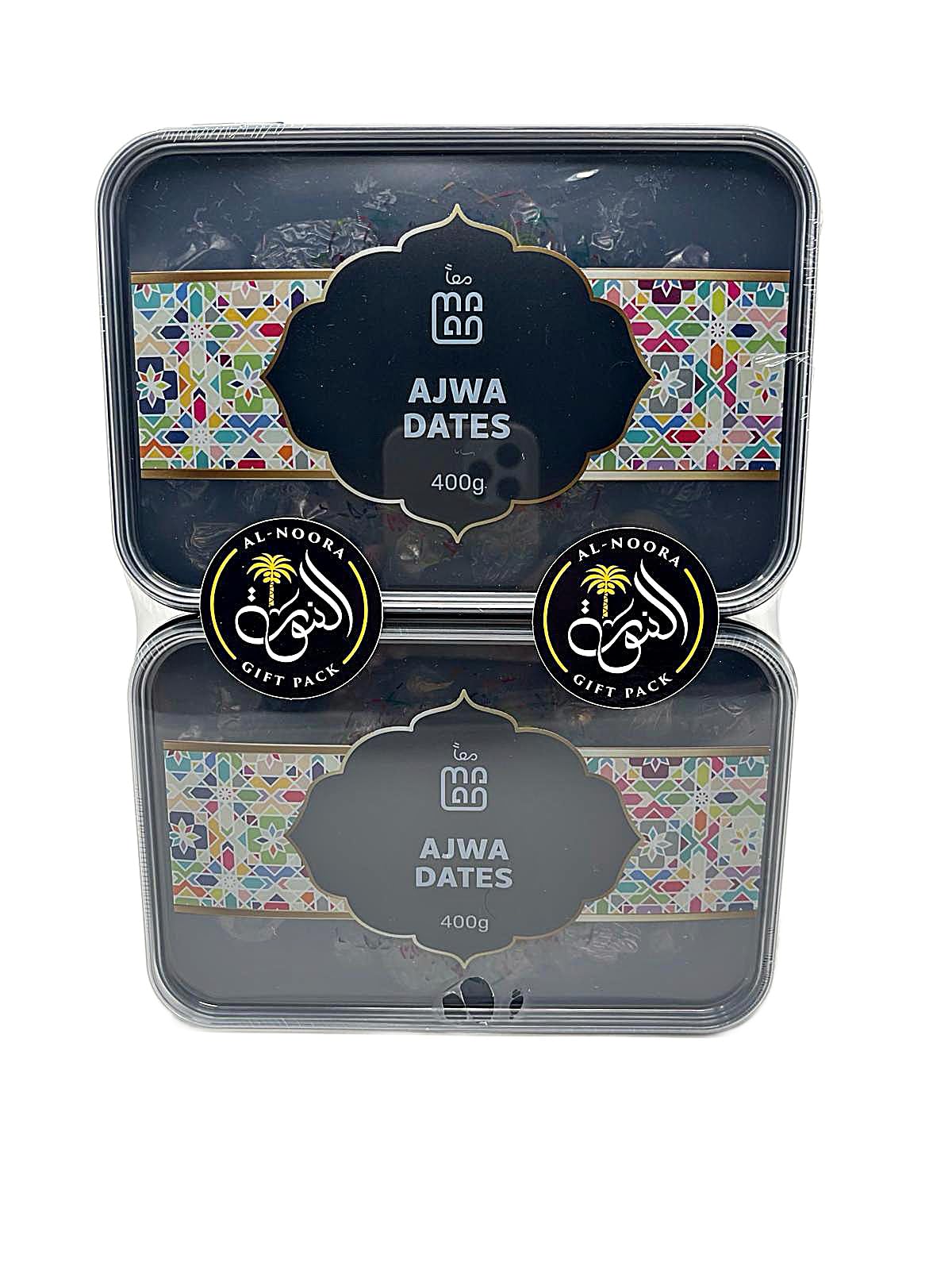 MAAN 2 Pack of Al Ajwa Dates (400g X 2) Premium Quality with NOORA GIFT PACK, Large