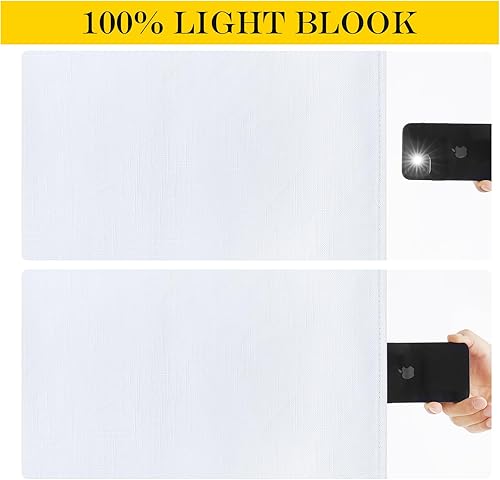 Miniatura 7 de NICETOWN Cortinas de lino blanco para puerta francesa, privacidad 100% opacas, panel de cortinas de ventana de puerta, persiana de puerta delantera