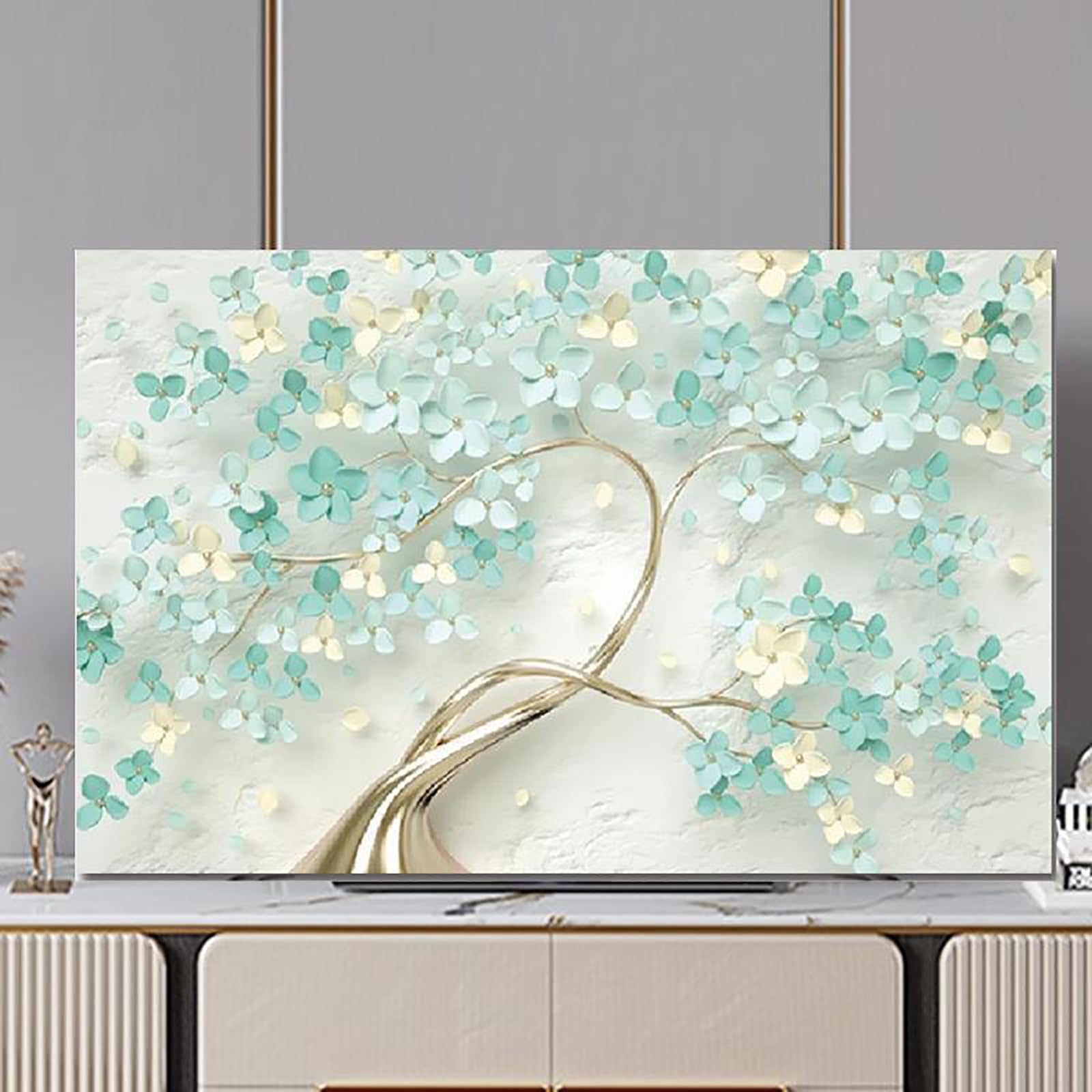 Indoor TV Dust Cover, Painting Pattern Television Cover, Indoor Display Cover TV Dust Cover, Flat Screen Dust-Proof Protector Universal Cover, TV/PC Covers(Color:Color4,Size:65inch)
