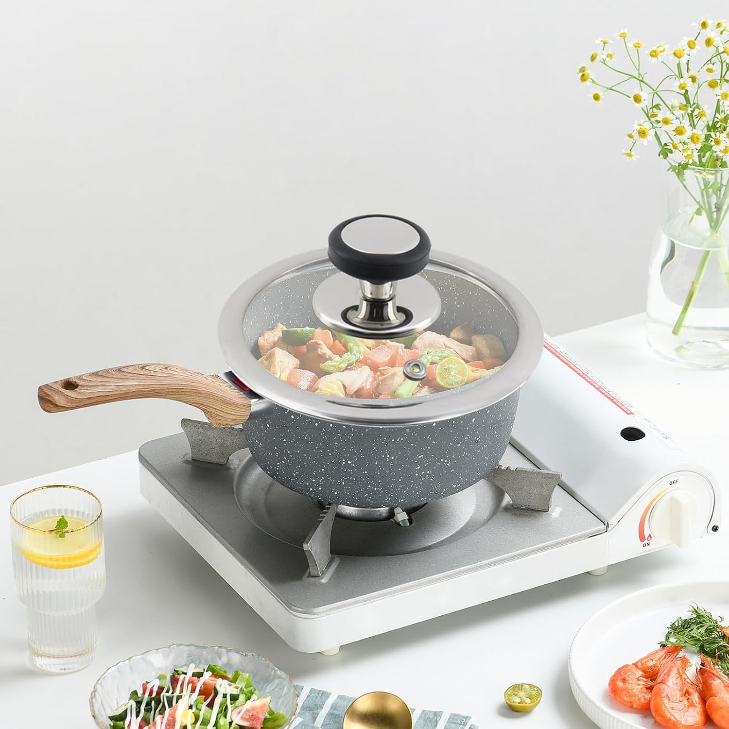5.5 Inch Universal Tempered Glass Pot Lid Cover with Insulated Handle, Replacement Pan Cover for Frying Pan, Wok, Skillet