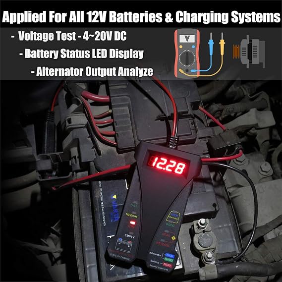 MOTOPOWER MP0514A 12V Battery Tester with MP69033 Car OBD2 Code Reader Scanner