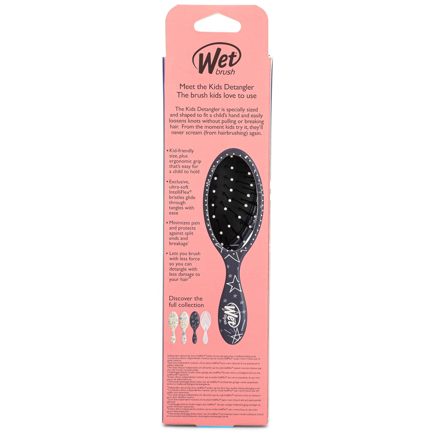 Wet Brush Kids Detangler Hair Brushes - Stars - Midi Detangling Brush With Ultra-Soft IntelliFlex Bristles Glide Through Tangles With Ease - Pain-Free Comb For All Hair Types