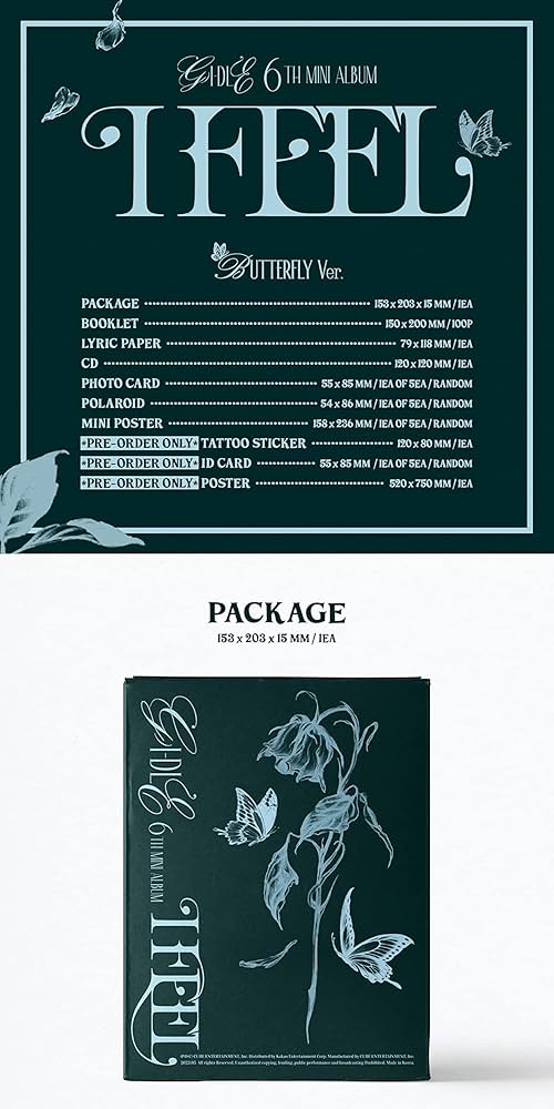 G) I-DLE I FEEL 6th Mini Album CD+POB+Booklet+Lyric Paper+