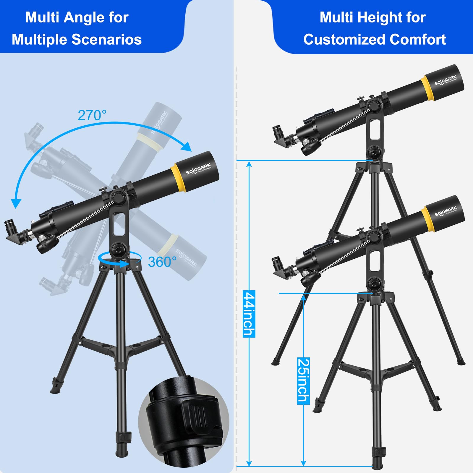 Télescope astronomique pour Adultes, télescope réfractif de 600mm d' ouverture de 80mm pour Enfants et débutants, télescope de Voyage Portable Compact avec Sac à Dos