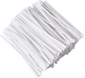 100 Pieces 5" Reusable White Paper Bread Twist Ties, White Twist Ties Bag Ties for Bags Bread Wire Ties Reusable Twist Tie for Treat Party Cello Candy Bread Coffee Bags Cake Pops