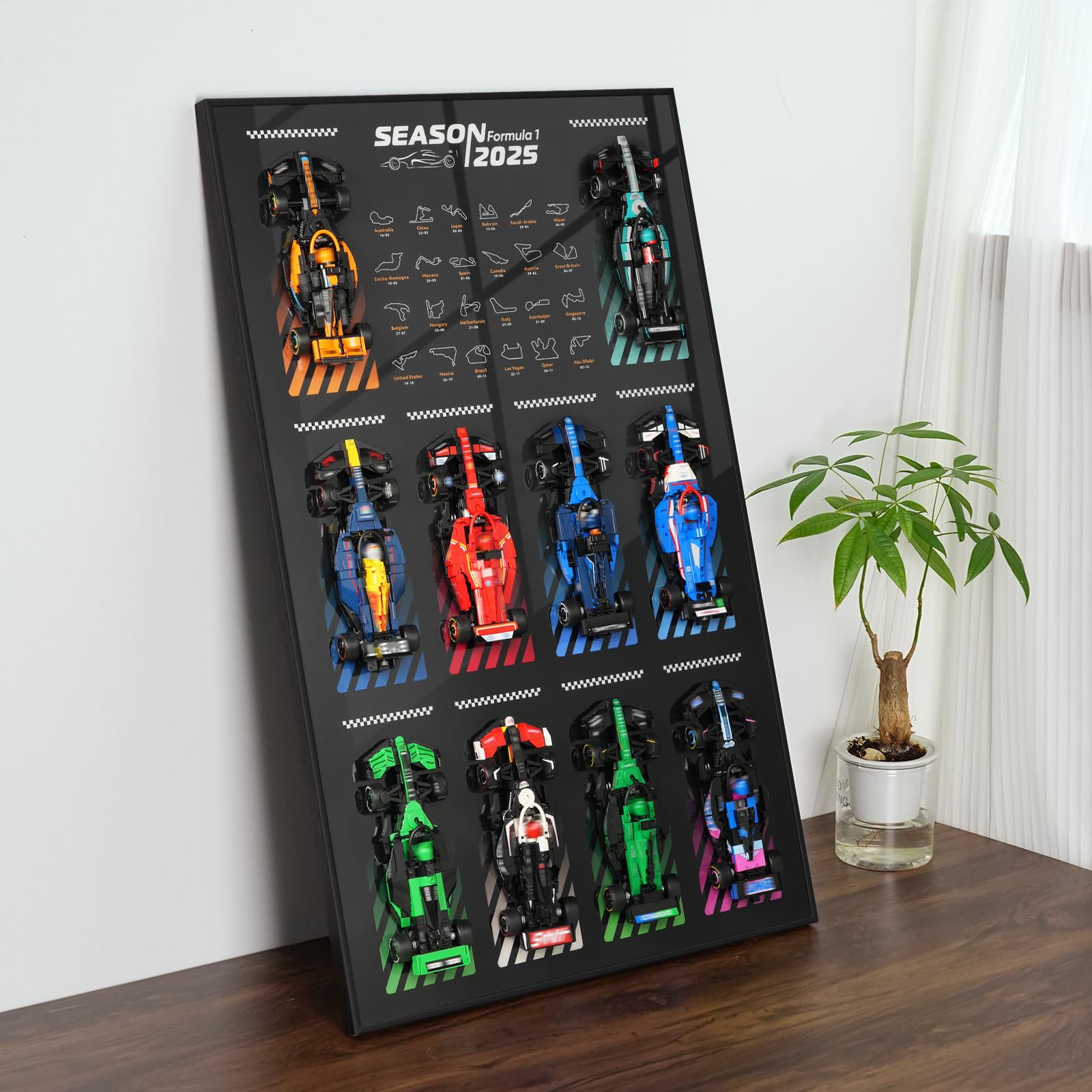 Display Wallboard für lego Speed Champions Ultimate Formula 1 Collector's Pack(Autos Nicht enthalten) Wandhalterung für lego 66802 Collectible F1 Model Car Kit, platzsparende, kreative Heimdekoration