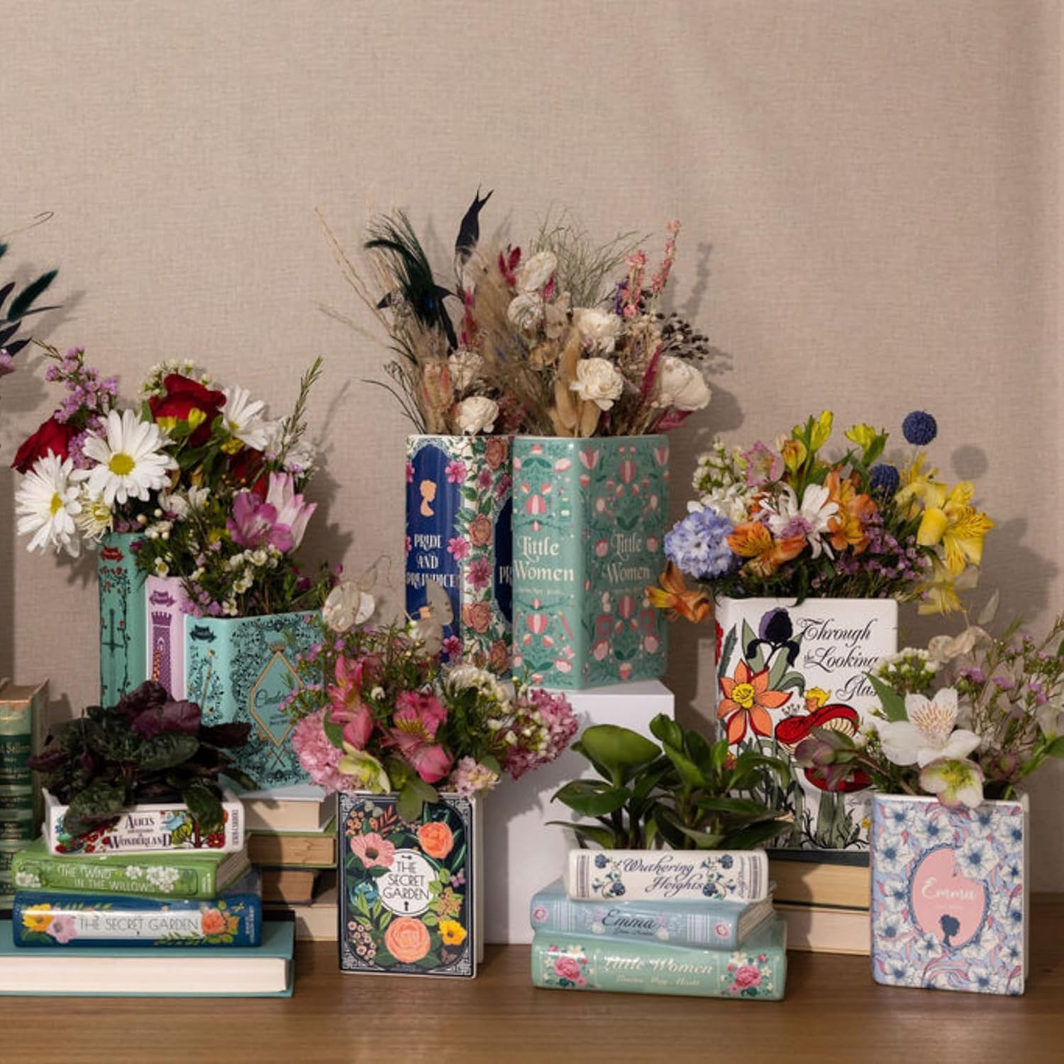 Steel Mill & Co Original Large Book-Shaped Decorative Vase, Ceramic Vases for Home Decor, Cute Bookshelf Decor, Unique Vase for Mother's Day, Little Women - Image 8