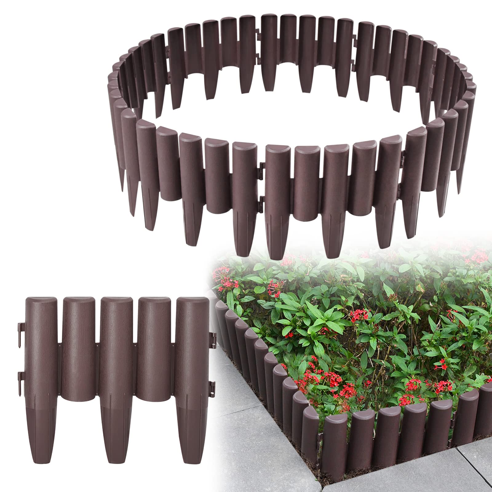 LARS360 Bordo Per Aiuole In Plastica Effetto Legno – 1 Elemento 28x24 Cm, Resistente Alle Intemperie E Al Gelo - 5