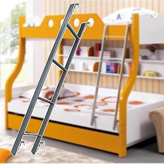 Metal Bunk Bed Ladder use on Dorm & Apartments, Loft Safe Climb Step Ladder with Hooks & Mounting Hardware Included, Adjustable Twin Bed Ladder (Color : Silver, Size : 116cm)