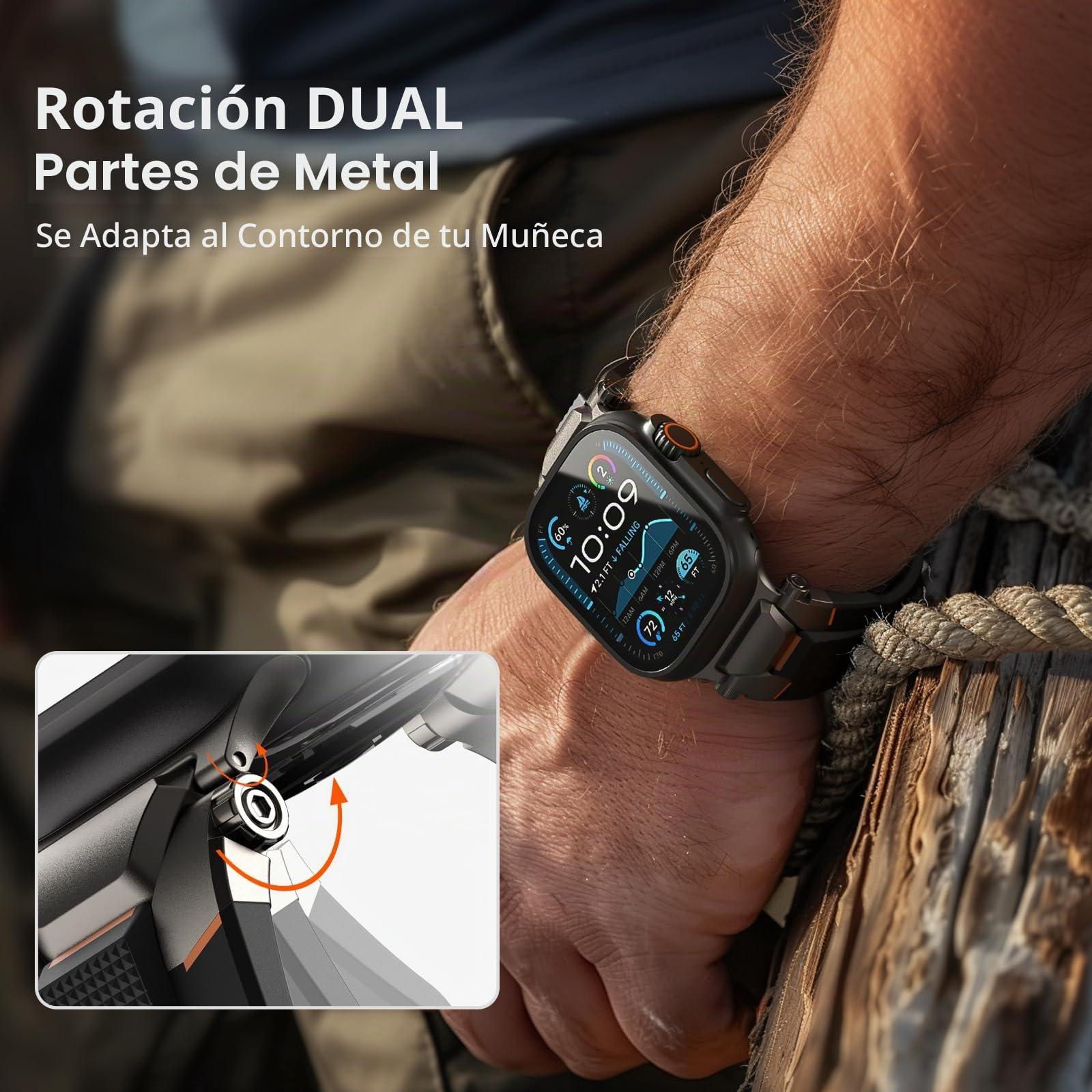 ULTIMAL Compatible con Apple Watch Ultra 3/2/1 pulsera de 49 mm, pulseras de reloj para hombres, correa deportiva resistente de metal de alta calidad