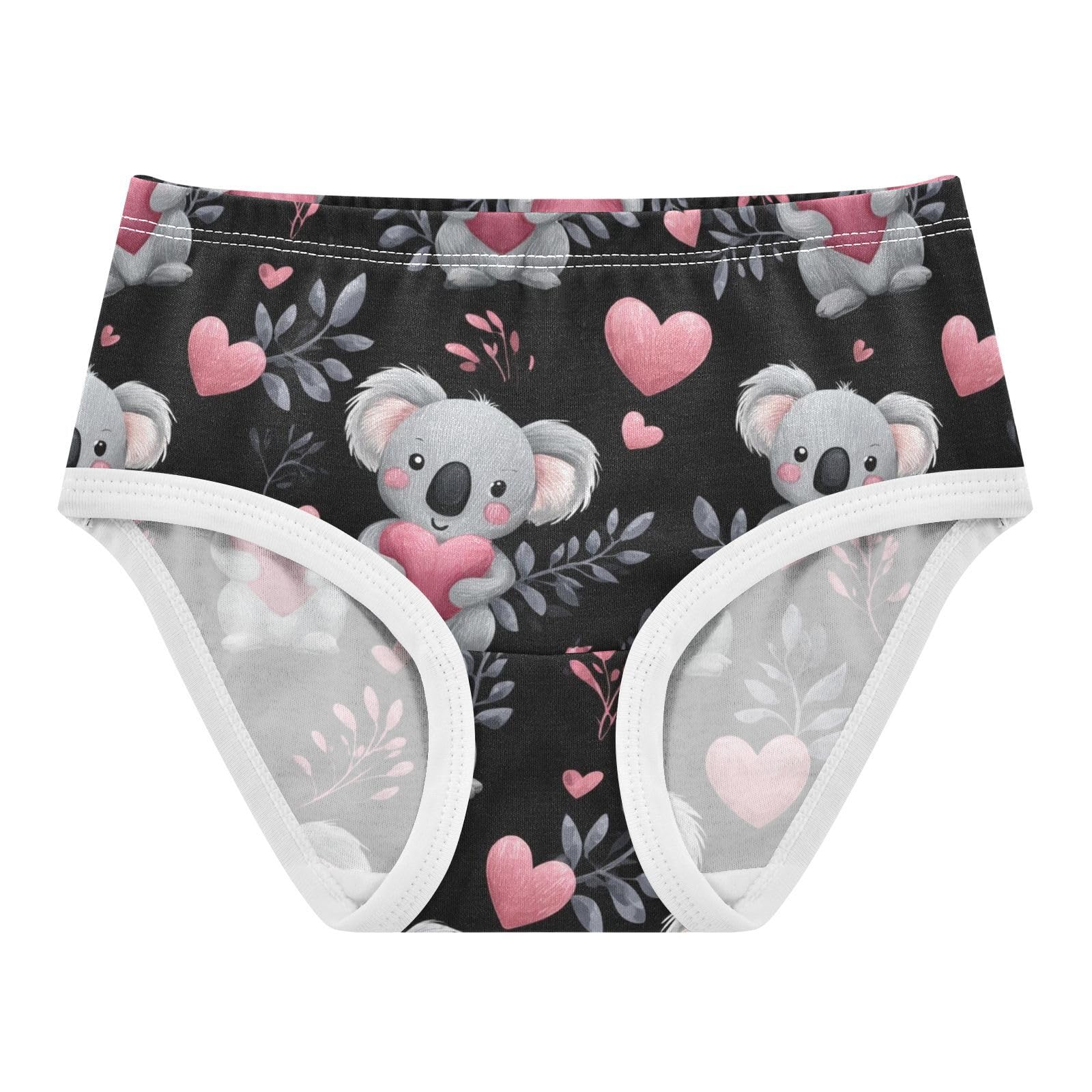 Wusikd Cute Koalas Pink Heart 2 Girls Underwear Cotton Girls Briefs Soft Toddler Underwear 2T