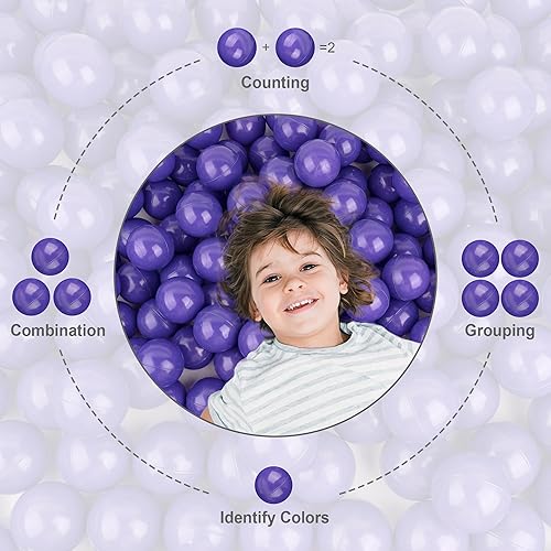 Miniatura 2 de 100 bolas de plástico sin BPA de 2.16 pulgadas, regalo ideal para niños pequeños, bebés, para interiores y exteriores, tienda de campaña