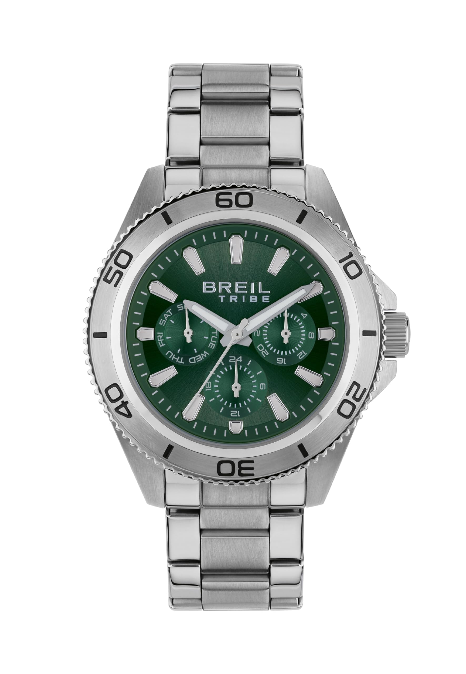 Breil Uhr Herren, Armband aus Stahl, Gehäusedurchmesser 42 cm | Sammlung CHALLENGE, Uhrwerk Quartz Analog, Wasserbeständig bis 50 Meter, Schmuck als Geschenkidee Herren