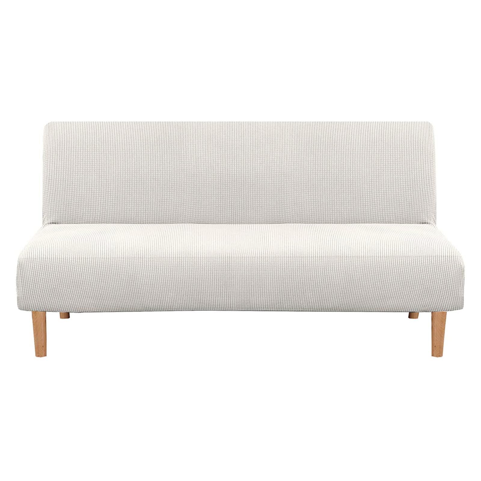ZRCYXDW Futon Cover Spandex, Folding Armless Futon Cover Stretch Washable Sofa Bed Cover with Elastic Bottom for Living Room-White-68-85in(172.7-215.9cm)