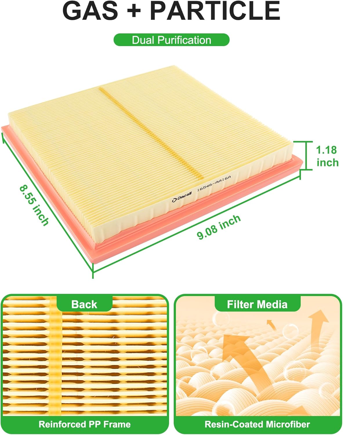 Engine & Cabin Air Filter Set for Subaru Ascent(2019-2025), Impreza(2017-2026), Crosstrek(2018-2024), Outback(2020-2025), Legacy(2020-2025), Forester Gas Only(25-26). 72880-FL500,16546-AA16A